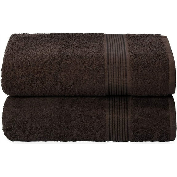 MALLONI HOME 100% Premium Cotton 2 Pack Oversized Bath Towel Set 28x55 inches, Large Bath Towels, Ultra Absorbant Compact Quickdry & Lightweight Towel, Ideal for Gym Travel Camp Pool, Chocolate Brown