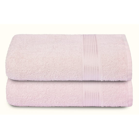 MALLONI HOME 100% Premium Cotton 2 Pack Oversized Bath Towel Set 28x55 inches, Large Bath Towels, Ultra Absorbant Compact Quickdry & Lightweight Towel, Ideal for Gym Travel Camp Pool - Pink