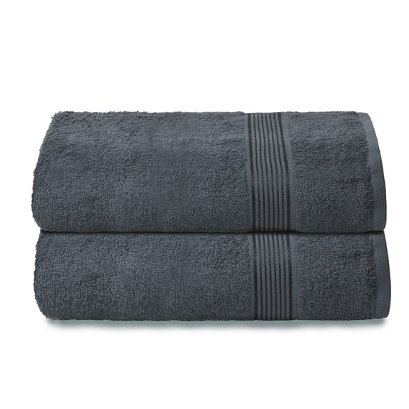 MALLONI HOME 100% Premium Cotton 2 Pack Oversized Bath Towel Set 28x55 inches, Large Bath Towels, Ultra Absorbant Compact Quickdry & Lightweight Towel, Ideal for Gym Travel Camp Pool - Charcoal Grey