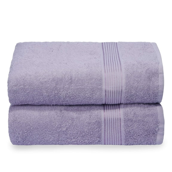 MALLONI HOME 100% Premium Cotton 2 Pack Oversized Bath Towel Set 28x55 inches, Large Bath Towels, Ultra Absorbant Compact Quickdry & Lightweight Towel, Ideal for Gym Travel Camp Pool - Purple