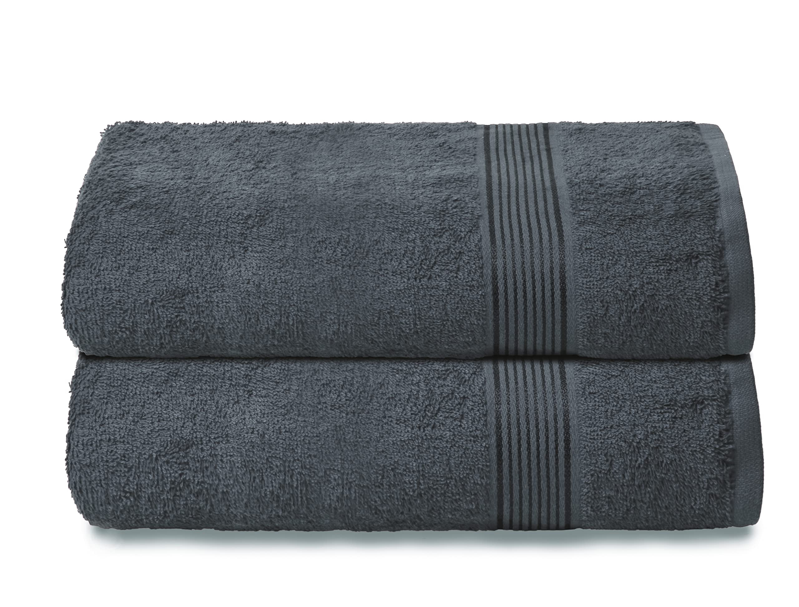 MALLONI HOME 100% Premium Cotton 2 Pack Oversized Bath Towel Set 28x55 inches, Large Bath Towels, Ultra Absorbant Compact Quickdry & Lightweight Towel, Ideal for Gym Travel Camp Pool - Charcoal Grey