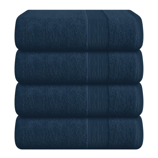 MALLONI HOME 4 Pack Bath Towel Set 27x54, 100% Ring Spun Cotton, Ultra Soft Highly Absorbent Machine Washable Hotel Spa Quality Bath Towels for Bathroom, 4 Bath Towels Mineral Blue