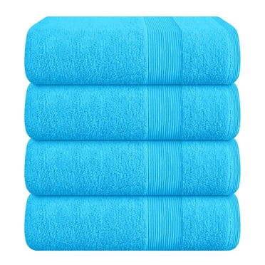 MALLONI HOME 4 Pack Bath Towel Set 27x54, 100% Ring Spun Cotton, Ultra Soft Highly Absorbent Machine Washable Hotel Spa Quality Bath Towels for Bathroom, 4 Bath Towels Turquoise Blue
