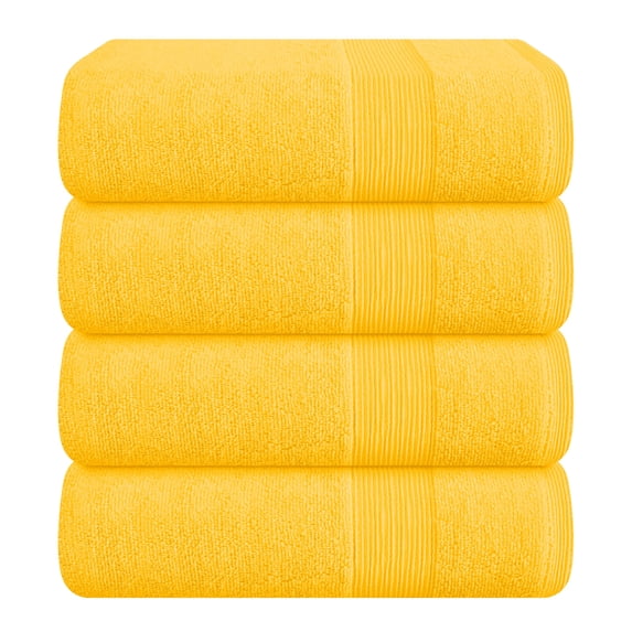 MALLONI HOME 4 Pack Bath Towel Set 27x54, 100% Ring Spun Cotton, Ultra Soft Highly Absorbent Machine Washable Hotel Spa Quality Bath Towels for Bathroom, 4 Bath Towels Yellow