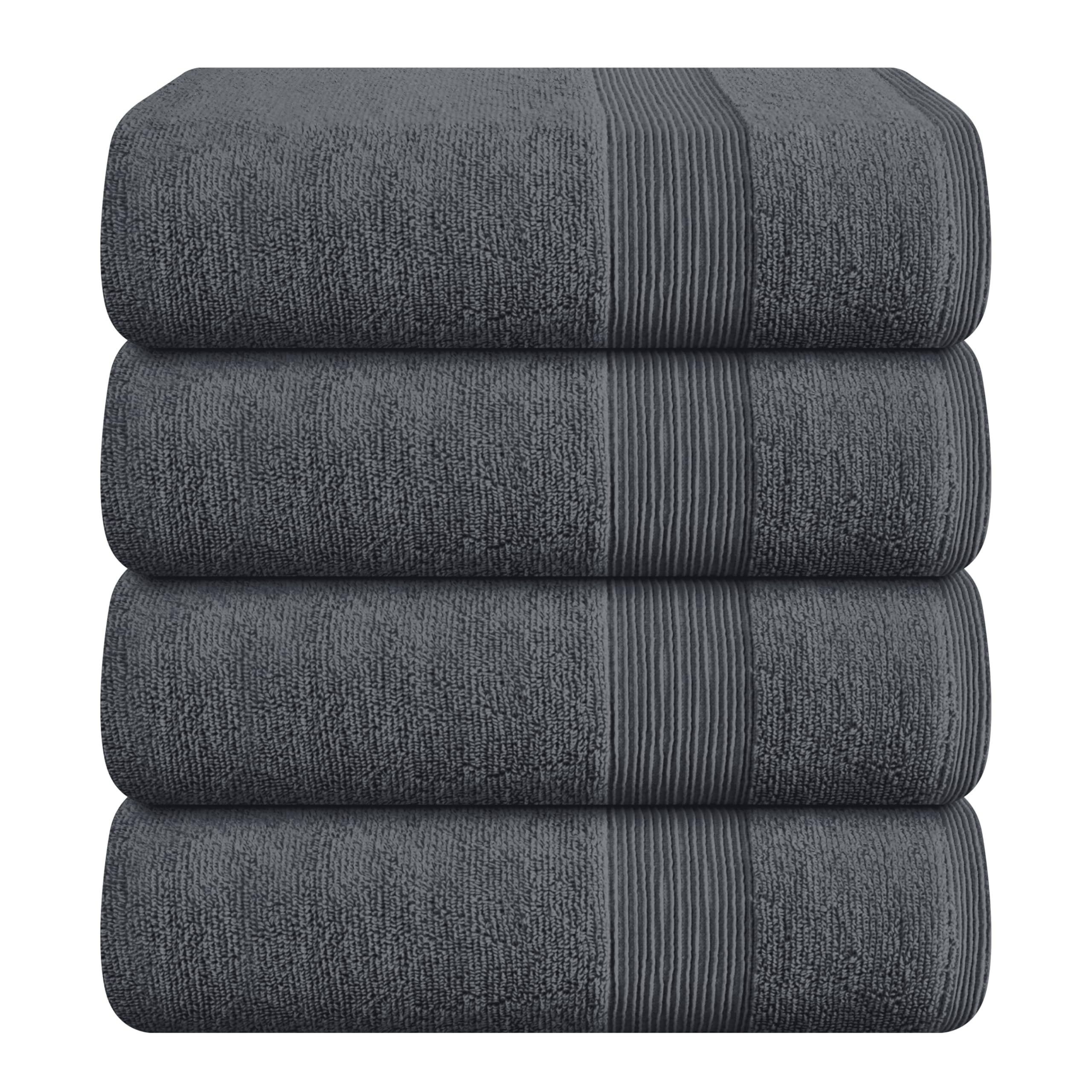 MALLONI HOME 4 Pack Bath Towel Set 27x54 100 Ring Spun Cotton Ultra Soft Highly Absorbent Machine Washable Hotel Spa Quality Bath Towels for Bathroom 4 Bath Towels Charcoal Grey Walmart