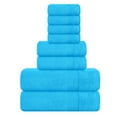 thumbnail image 1 of MALLONI HOME 8 Piece Towel Set 100% Ring Spun Cotton, 2 Bath Towels 27x54, 2 Hand Towels 16x28 and 4 Washcloths 13x13 - Ultra Soft Highly Absorbent Machine Washable Hotel Spa Quality - Turquoise Blue, 1 of 7