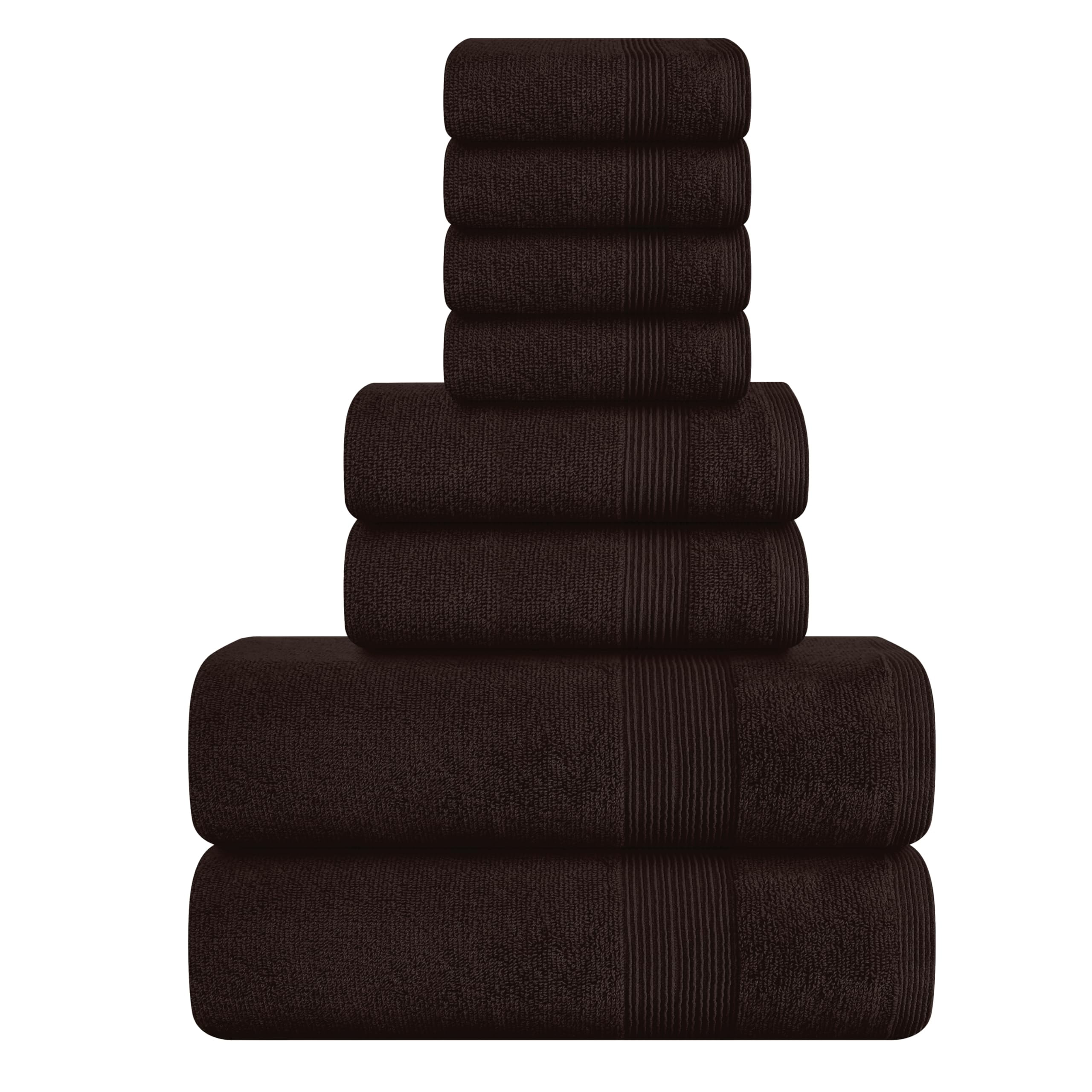 MALLONI HOME 8 Piece Towel Set 100% Ring Spun Cotton, 2 Bath Towels 27x54, 2 Hand Towels 16x28 and 4 Washcloths 13x13- Ultra Soft Highly Absorbent Machine Washable Hotel Spa Quality- Chocolate Brown