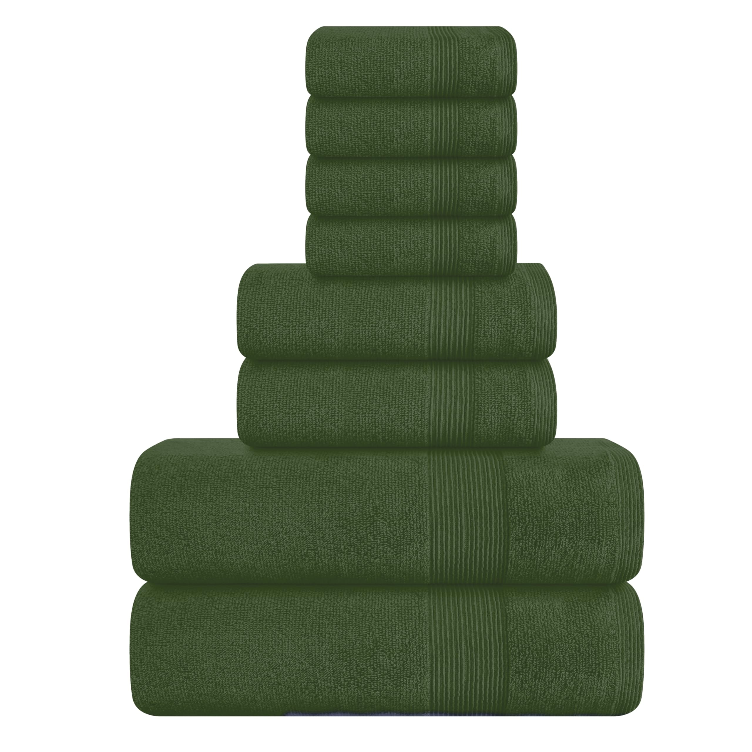 MALLONI HOME 8 Piece Towel Set 100% Ring Spun Cotton, 2 Bath Towels 27x54, 2 Hand Towels 16x28 and 4 Washcloths 13x13 - Ultra Soft Highly Absorbent Machine Washable Hotel Spa Quality - Olive Green