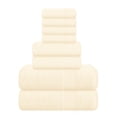 thumbnail image 1 of MALLONI HOME 8 Piece Towel Set 100% Ring Spun Cotton, 2 Bath Towels 27x54, 2 Hand Towels 16x28 and 4 Washcloths 13x13 - Ultra Soft Highly Absorbent Machine Washable Hotel Spa Quality - Ivory, 1 of 7