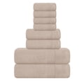 thumbnail image 1 of MALLONI HOME 8 Piece Towel Set 100% Ring Spun Cotton, 2 Bath Towels 27x54, 2 Hand Towels 16x28 and 4 Washcloths 13x13 - Ultra Soft Highly Absorbent Machine Washable Hotel Spa Quality - Tan, 1 of 7