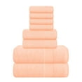 thumbnail image 1 of MALLONI HOME 8 Piece Towel Set 100% Ring Spun Cotton, 2 Bath Towels 27x54, 2 Hand Towels 16x28 and 4 Washcloths 13x13 - Ultra Soft Highly Absorbent Machine Washable Hotel Spa Quality - Peach, 1 of 7
