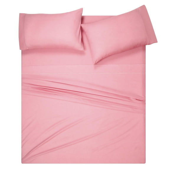 MALLONI HOME Full Size Sheet Set - Cotton Rich Bedding Sets Full, 4 Piece Deep Pocket Full Bed Sheets - Ultra Soft, Wrinkle Resistant, Quick Dry, Easy Care Full Sheets - Rose