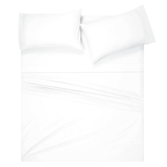 MALLONI HOME Full Size Sheet Set - Cotton Rich Bedding Sets Full, 4 Piece Deep Pocket Full Bed Sheets - Ultra Soft, Wrinkle Resistant, Quick Dry, Easy Care Full Sheets - White