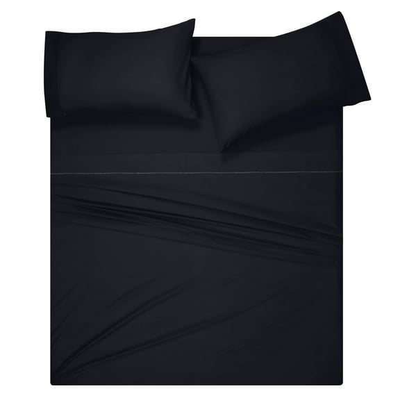 MALLONI HOME Full Size Sheet Set - Cotton Rich Bedding Sets Full, 4 Piece Deep Pocket Full Bed Sheets - Ultra Soft, Wrinkle Resistant, Quick Dry, Easy Care Full Sheets - Black