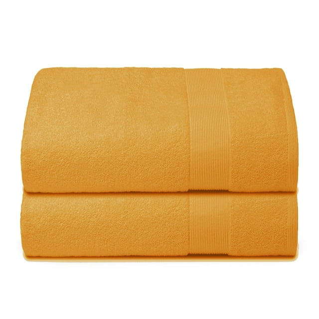 MALLONI HOME Premium Cotton Oversized 2 Pack Bath Sheet 35x70 - 100% Pure Cotton - Ideal for Everyday use - Ultra Soft & Highly Absorbent - Machine Washable - Mustard Yellow