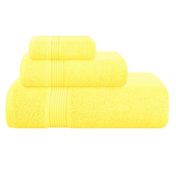 MALLONI HOME Ultra Soft 3 Pack Cotton Towel Set, Contains a Bath Towel 28x55 inch, a Hand Towel 16x24 inch & a Wash Coth 12x12 inch, Ideal Everyday use, Compact & Lightweight - Lime Yellow