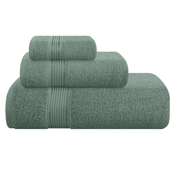 MALLONI HOME Ultra Soft 3 Pack Cotton Towel Set, Contains a Bath Towel 28x55 inch, a Hand Towel 16x24 inch & a Wash Coth 12x12 inch, Ideal Everyday use, Compact & Lightweight - Jade