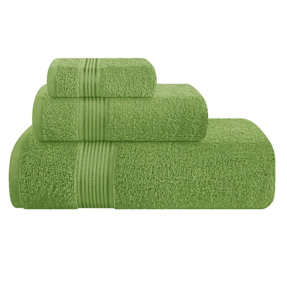 MALLONI HOME Ultra Soft 3 Pack Cotton Towel Set, Contains a Bath Towel 28x55 inch, a Hand Towel 16x24 inch & a Wash Coth 12x12 inch, Ideal Everyday use, Compact & Lightweight - Kiwi Green