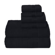 MALLONI HOME Ultra Soft 6 Pack Cotton Towel Set, Contains 2 Bath Towels 28x55 inch, 2 Hand Towels 16x24 inch & 2 Wash Coths 12x12 inch, Ideal for Everyday use, Compact & Lightweight - Black