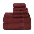 thumbnail image 1 of MALLONI HOME Ultra Soft 6 Pack Cotton Towel Set, Contains 2 Bath Towels 28x55 inch, 2 Hand Towels 16x24 inch & 2 Wash Coths 12x12 inch, Ideal for Everyday use, Compact & Lightweight - Burgundy, 1 of 8