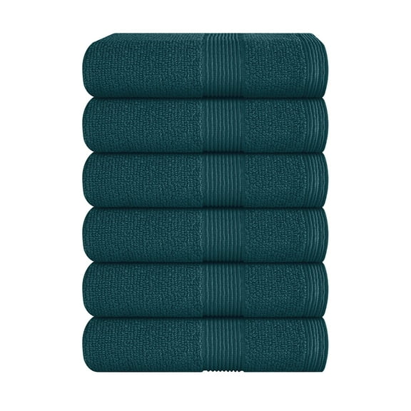 MALLONI HOME Ultra Soft 6-Piece Hand Towel Set 16x28 - 100% Ringspun Cotton - Durable & Highly Absorbent Hand Towels - Ideal for use in Bathroom, Kitchen, Gym, Spa & General Cleaning - Teal