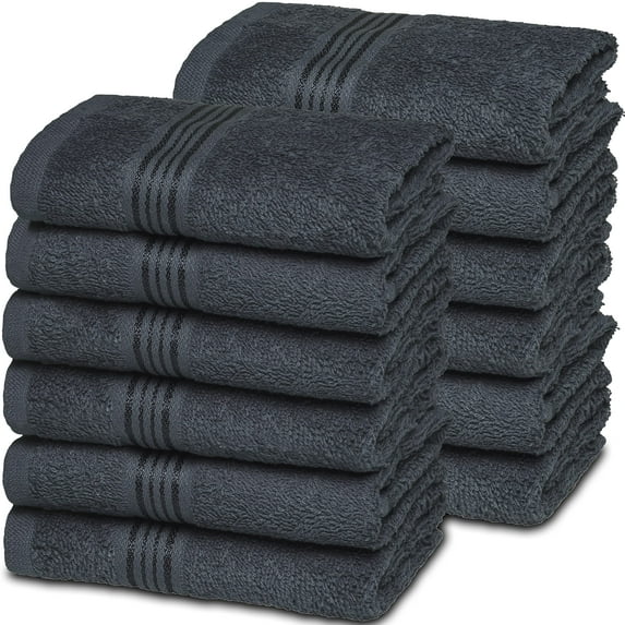 MALLONI HOME Ultra Soft Cotton Washcloths, Contains 12 Piece Face Cloths 12x12 inch, Ideal for Everyday use Face Towels, Compact & Lightweight Multi Purpose Washcloths - Charcoal Grey