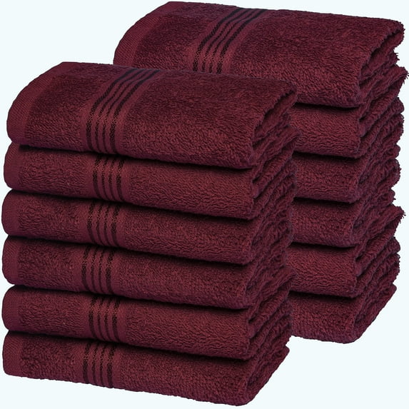 MALLONI HOME Ultra Soft Cotton Washcloths, Contains 12 Piece Face Cloths 12x12 inch, Ideal for Everyday use Face Towels, Compact & Lightweight Multi Purpose Washcloths - Burgundy