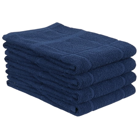 MALLOWEX Kitchen Towels Set of 4 Solid | Dish Towels 16 x 26 Inches | Super Soft and Absorbent |100% Cotton Dish Rags for Drying Dishes | Quick Drying Kitchen Hand Towels | Navy Blue
