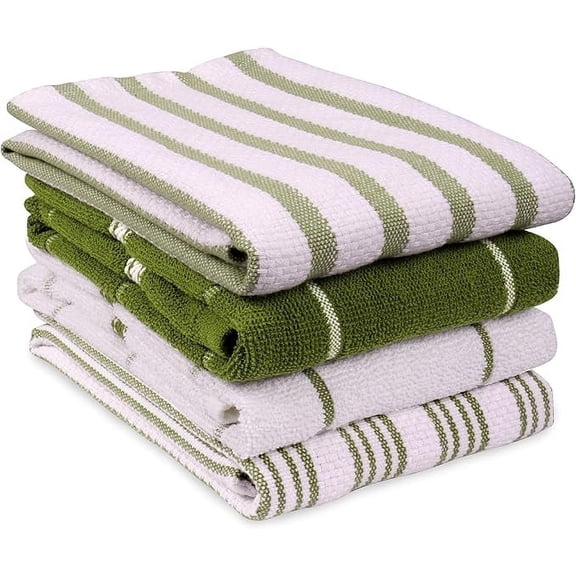 MALLOWEX Kitchen Towel Set, Pack of 4 | 16 x 26 and 17 x 25 Inches | Super Soft and Absorbent Hand Towels |100% Cotton Dish Towel for Drying Dishes| Green