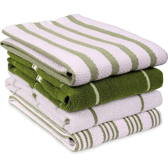 MALLOWEX Kitchen Towel Set, Pack of 4 | 16 x 26 and 17 x 25 Inches | Super Soft and Absorbent Hand Towels |100% Cotton Dish Towel for Drying Dishes| Green