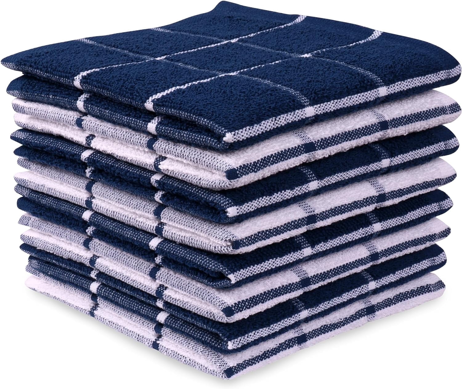 Mallow Cloth MALLOWEX, Terry Kitchen Dish Cloth Set, 8pk, 12x12 inches, Navy Blue ...