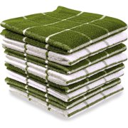 MALLOWEX Terry Kitchen Dish Cloth Set of 8 | 12 x 12 inches | Super Soft and Absorbent Dish Towels | 100% Cotton Rags for Drying Dishes | Quick Drying Kitchen Towel | Green