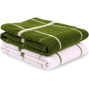 MALLOWEX Terry Kitchen Towels Set of 2 | Dish Towels 16 x 26 Inches | Super Soft and Absorbent Dish Towels |100% Cotton Dish Rags for Drying Dishes | Quick Drying | Green