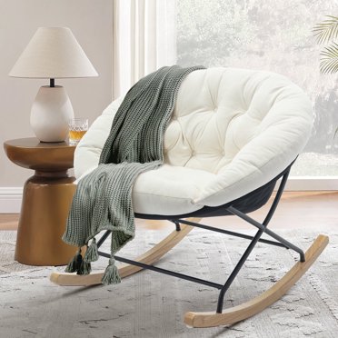 MALOL Rocking Chair Nursery with Retractable Footrest, High Backrest ...