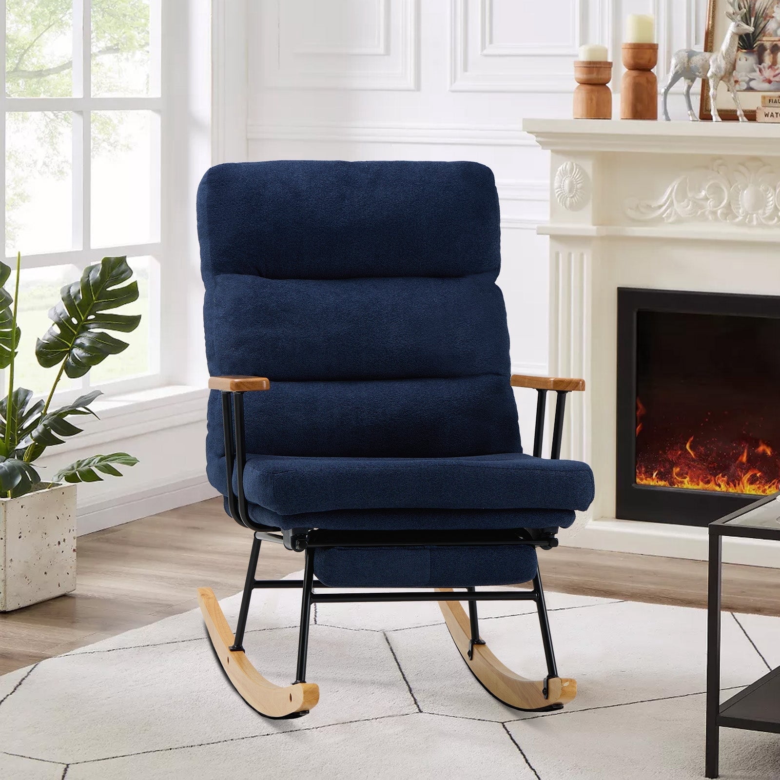 MALOL Teddy Rocking Chair Nursery with Footrest-Glider Rocker Chair and ...