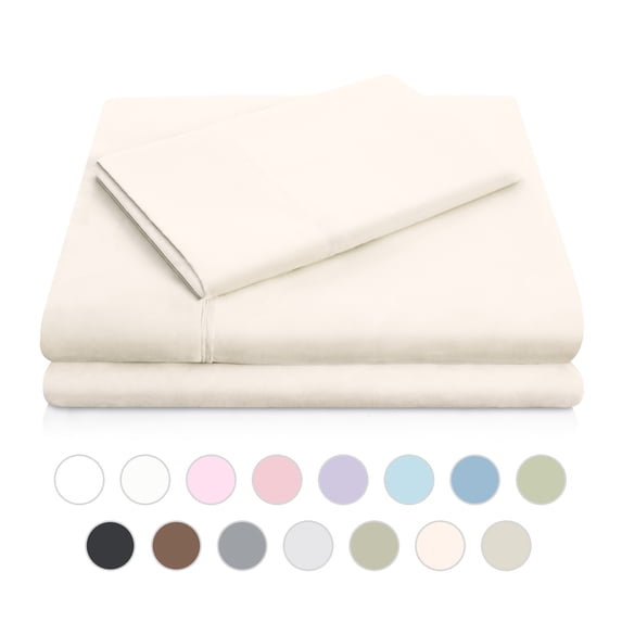 MALOUF Double Brushed Microfiber Super Soft Luxury Bed Sheet Set - Wrinkle Resistant - Split King Size - Ivory