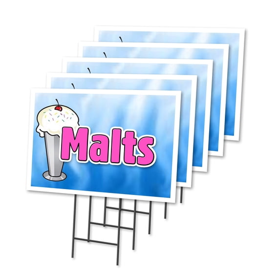 MALTS 5 Pack Of 12" x 16" Yard Sign & Stake | Advertise Your Business | Stake Included Image On Front Only | Made in The USA