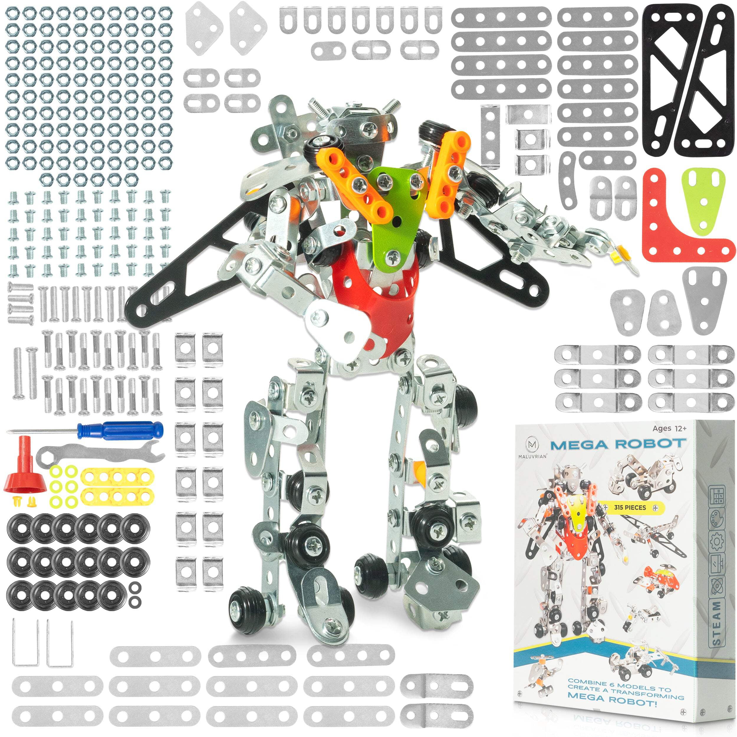 MALUVRIAN Erector Set Transformer Mega Robot for Boys Girls 7 in 1 Metal Model Kits for Adults Teens Advanced Kids Stem Toy Educational Engineering Walmart