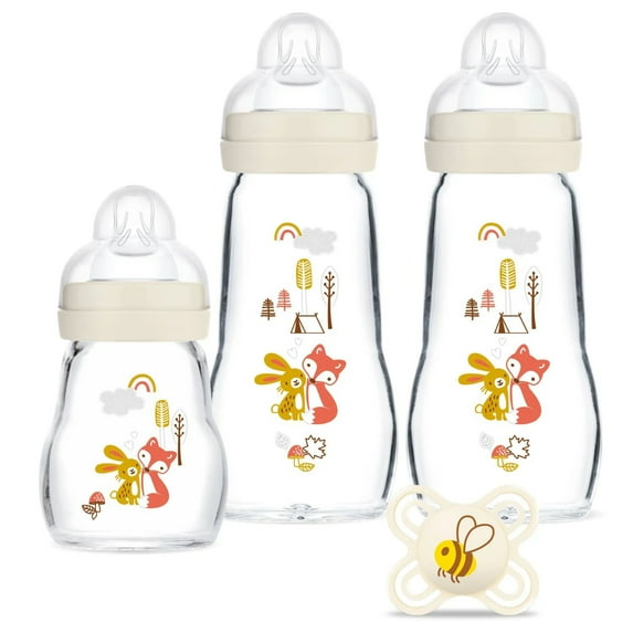 MAM 3 Glass Bottles and 1 Dummy My First Set 0 Month and +
