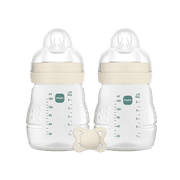 MAM 5oz Natural Baby Bottle with bonus Pacifier with Extra Slow Flow Nipple, 2 pack Unisex