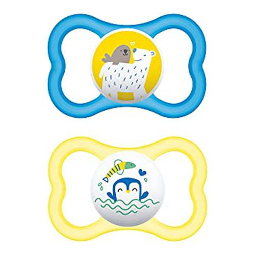 MAM Air Baby Pacifier, For Sensitive Skin, Sterilizer Case, 2 Pack, 16+ Months, Boy