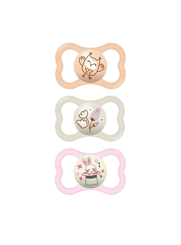 MAM Air Day & Night Pacifiers (3 pack), MAM Sensitive Skin Pacifier 6+ Months, Glow in the Dark Pacifier, Best Pacifier for Breastfed Babies, Baby Girl Pacifiers
