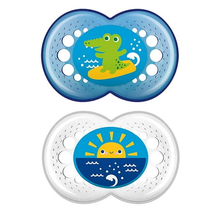MAM Crystal Orthodontic Pacifier, 6+ Months, 2-Count, Boy