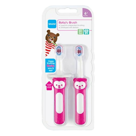 MAM Baby's Brush Toothbrush, 6+ Months, Girl, 2 Pack