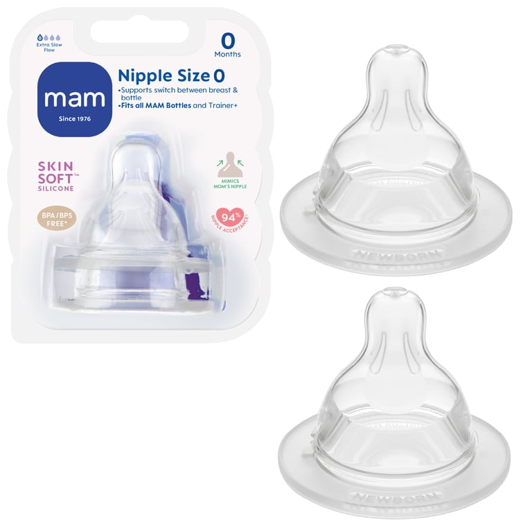 mam MAM Extra Slow Flow Bottle Nipple for Newborns, BPA-Free Silicone