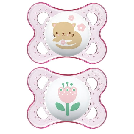 MAM Clear Pacifier, 0-6 Months, Girl, 2 Pack