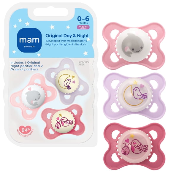 MAM Day & Night Pacifier, 0-6 Months, 3 Pack