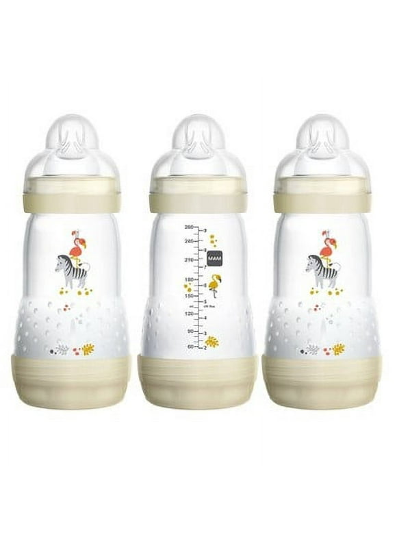 MAM Easy Start Anti-Colic Bottle 9 oz (3-Count), Baby Essentials, Medium Flow Bottles with Silicone Nipple, Unisex