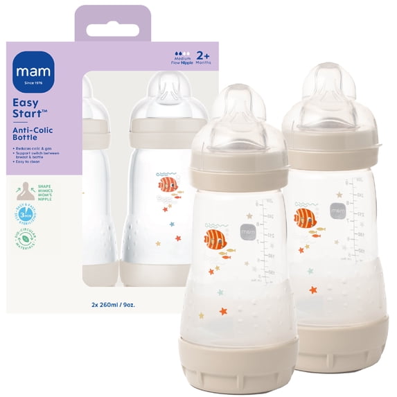 MAM Easy Start Anti-Colic Bottle, 9 oz, Unisex, 2 Pack