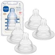 MAM Extra Slow Flow Bottle Nipples, Size 0 for Newborns and Up, SkinSoft Silicone, Compatible with All MAM Bottles, 4 Count